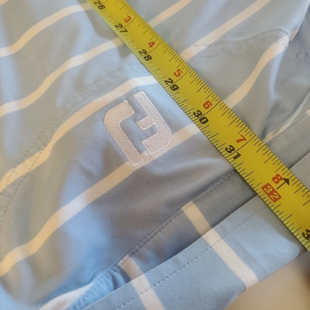 Footjoy FJ‎ Polo Shirt Blue White Striped Golf Mens 2XL Eagle Rock Golf Resort